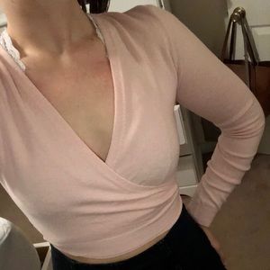Forever 22 pink sweater wrap blouse